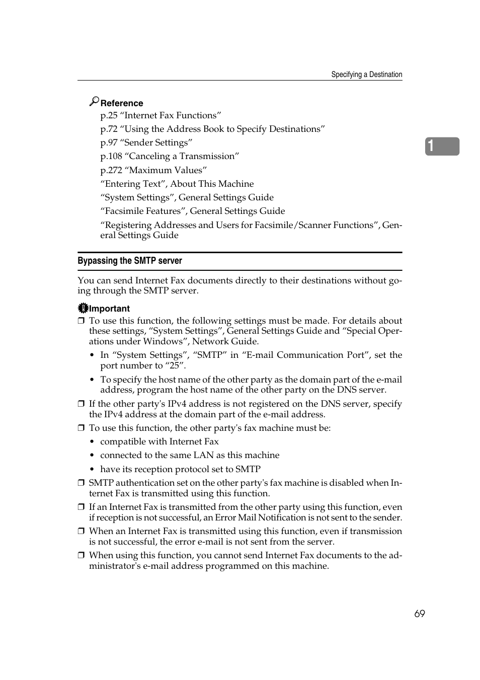 Bypassing the smtp server, P.69 “bypassing the smtp server | Ricoh 7500 User Manual | Page 79 / 292