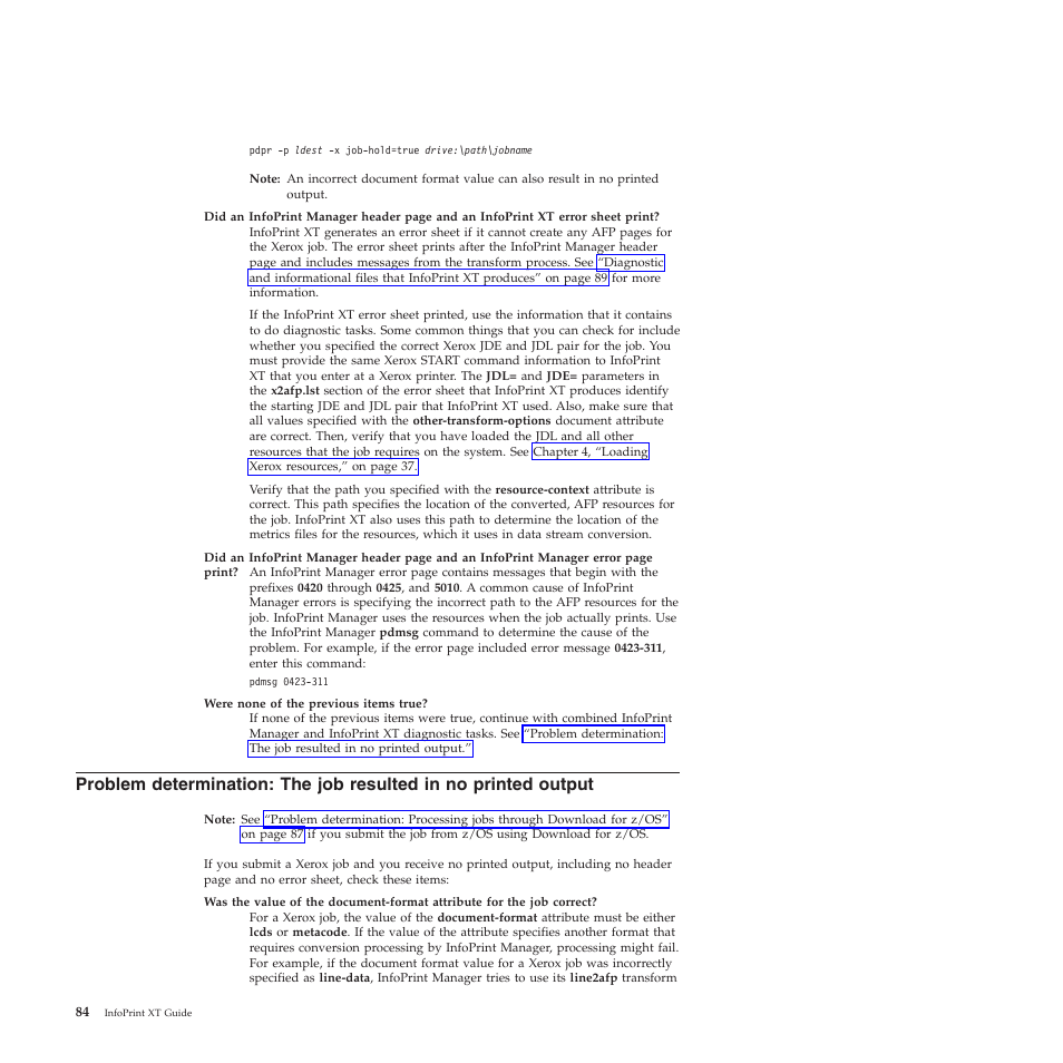 Problem, Determination, Resulted | Printed, Output | Ricoh INFOPRINT XT GLD0-0025-01 User Manual | Page 104 / 202