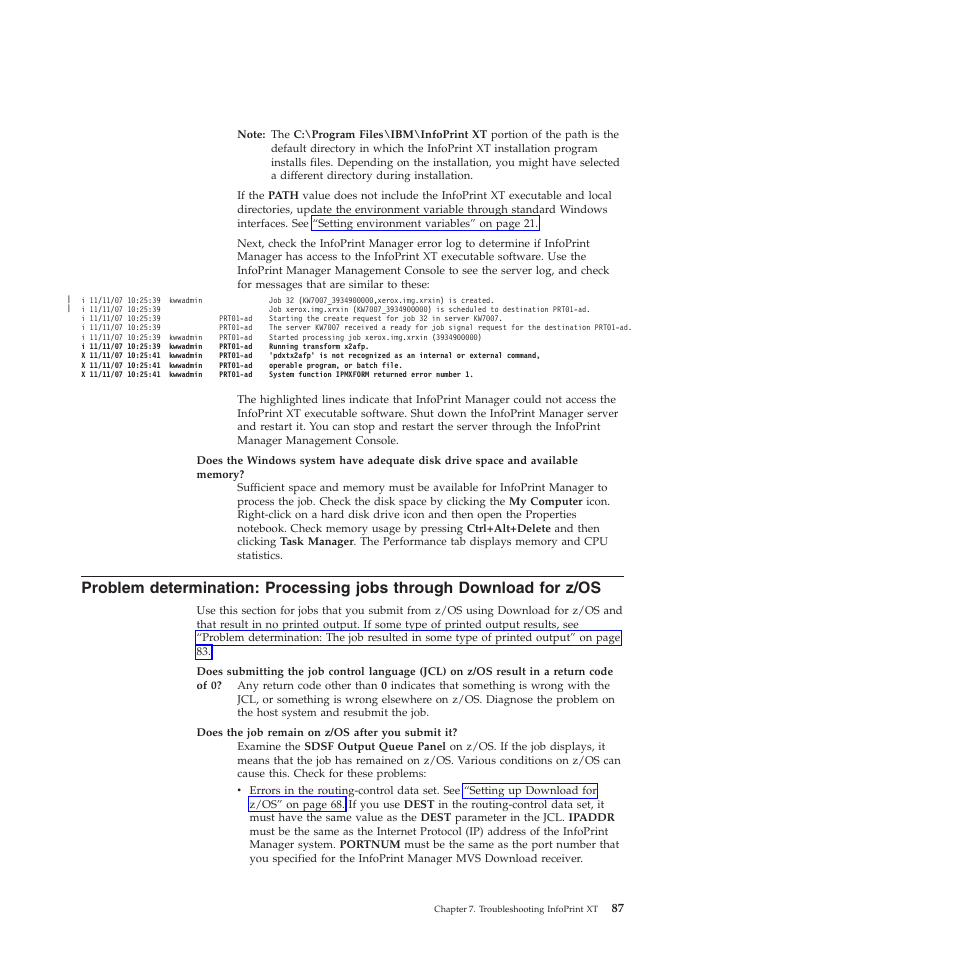 Problem, Determination, Processing | Jobs, Through, Download, Z/os | Ricoh INFOPRINT XT GLD0-0025-01 User Manual | Page 107 / 202