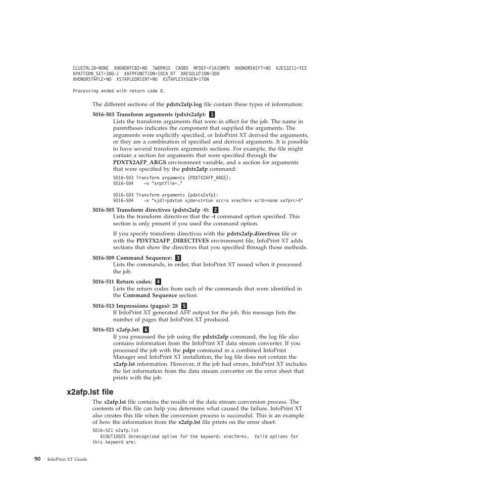 X2afp.lst file, X2afp.lst, File | Ricoh INFOPRINT XT GLD0-0025-01 User Manual | Page 110 / 202