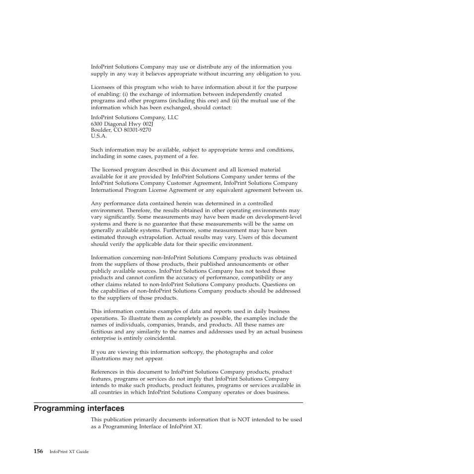 Programming interfaces, Programming, Interfaces | Ricoh INFOPRINT XT GLD0-0025-01 User Manual | Page 176 / 202