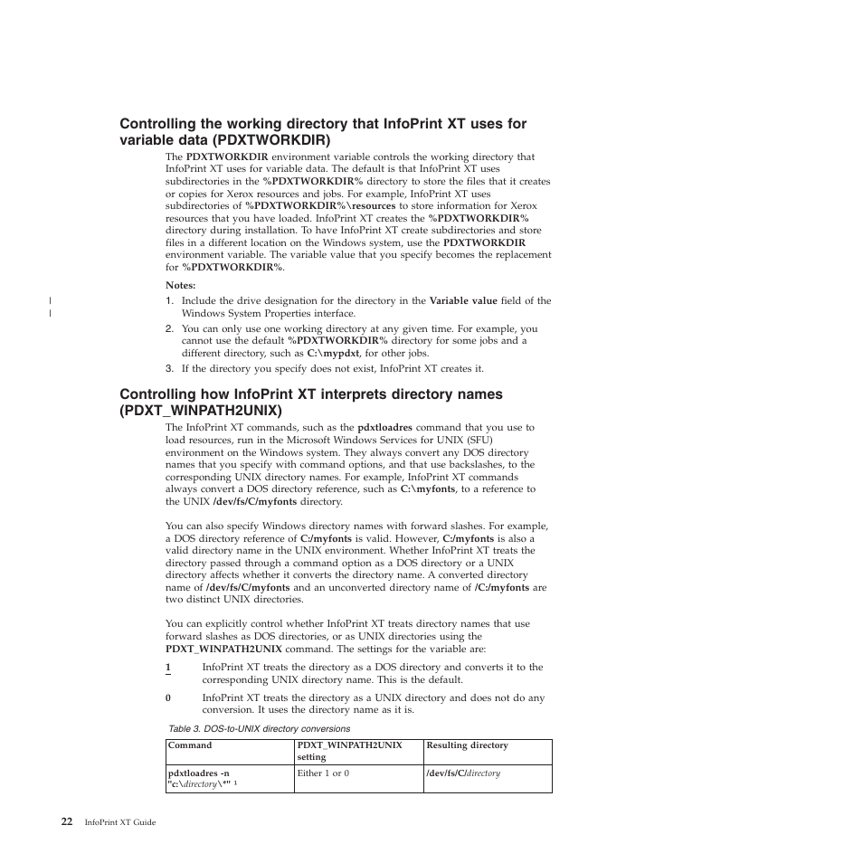 Controlling, Working, Directory | That, Infoprint, Uses, Variable, Data, Pdxtworkdir), Interprets | Ricoh INFOPRINT XT GLD0-0025-01 User Manual | Page 42 / 202