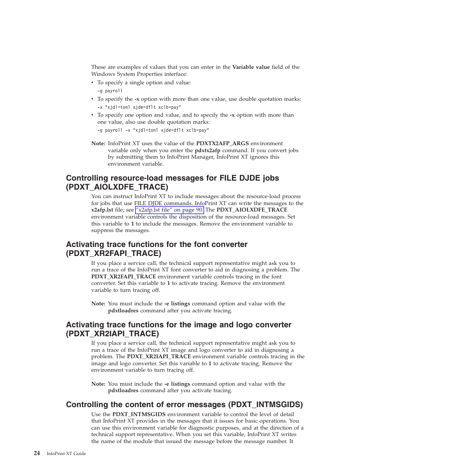 Controlling, Resource-load, Messages | File, Djde, Jobs, Pdxt_aiolxdfe_trace), Activating, Trace, Functions | Ricoh INFOPRINT XT GLD0-0025-01 User Manual | Page 44 / 202