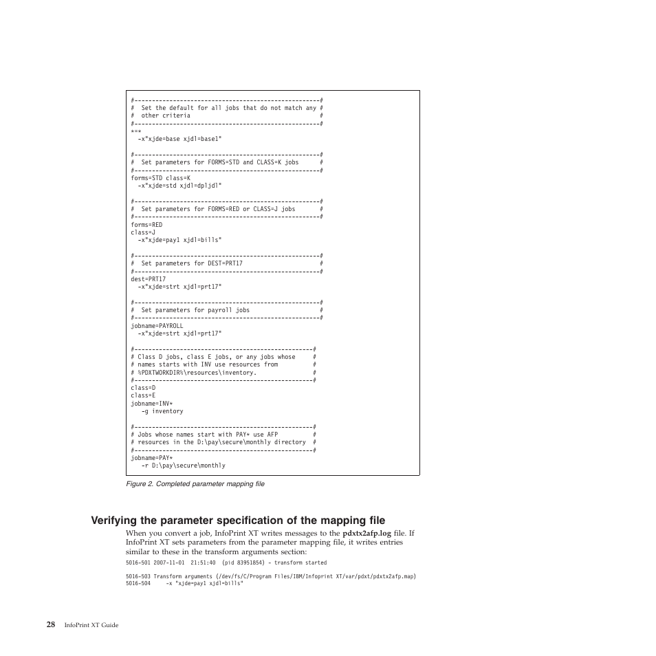 Verifying, Parameter, Specification | Mapping, File, Completed, Figure | Ricoh INFOPRINT XT GLD0-0025-01 User Manual | Page 48 / 202