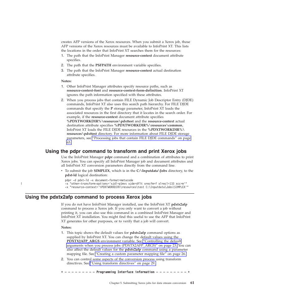 Using the pdxtx2afp command to process xerox jobs, Using, Pdpr | Command, Transform, Print, Xerox, Jobs, Pdxtx2afp, Process | Ricoh INFOPRINT XT GLD0-0025-01 User Manual | Page 81 / 202