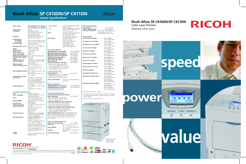 Ricoh Aficio SP C410DN User Manual | 4 pages
