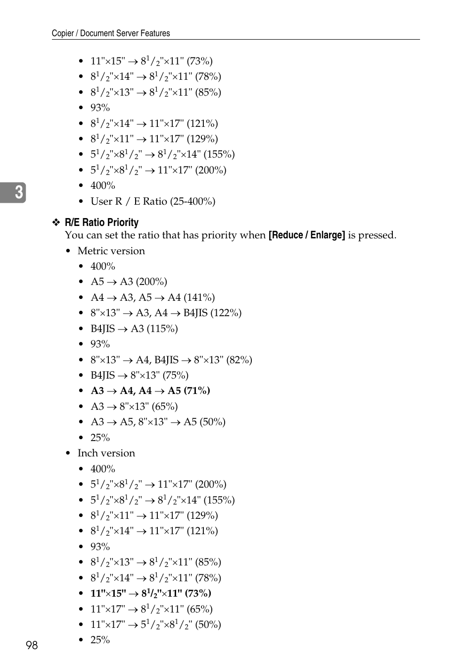 R/e ratio priority | Ricoh LD435c User Manual | Page 106 / 325