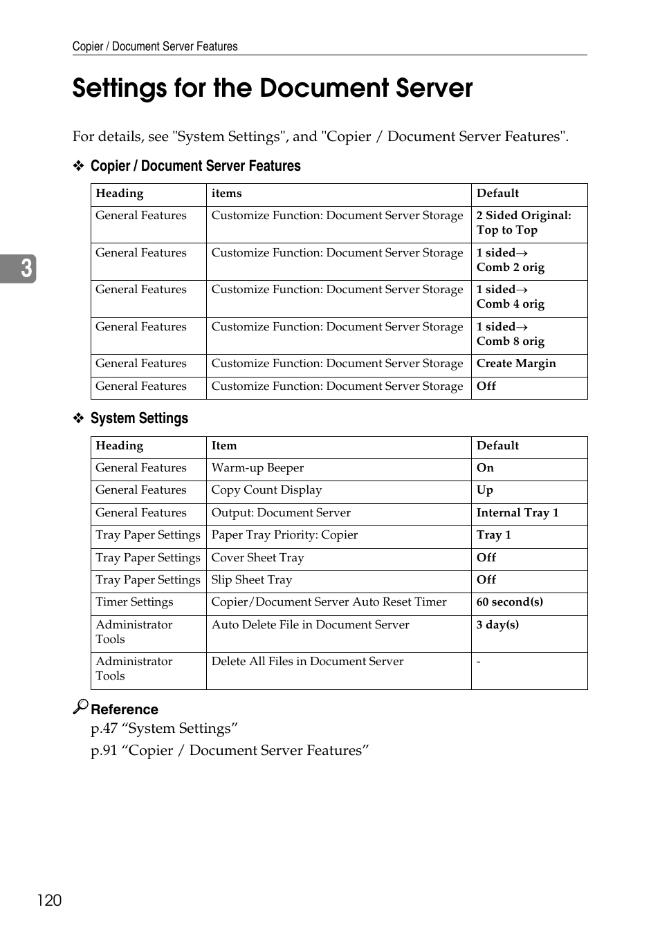 Settings for the document server, 3settings for the document server | Ricoh LD435c User Manual | Page 128 / 325