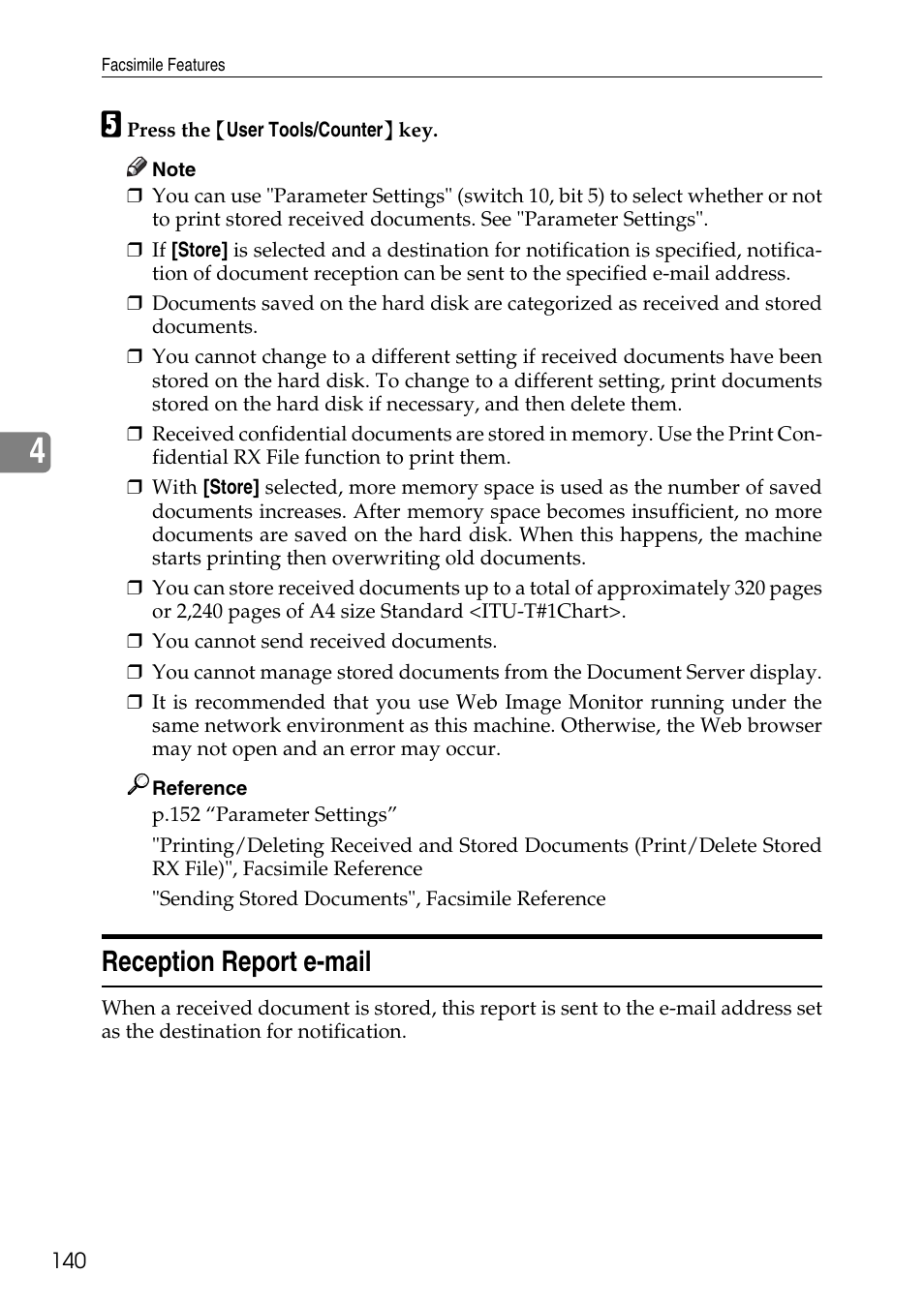 Reception report e-mail | Ricoh LD435c User Manual | Page 148 / 325
