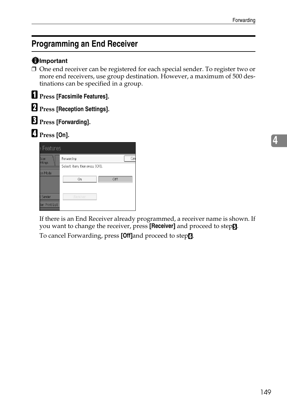 Programming an end receiver | Ricoh LD435c User Manual | Page 157 / 325