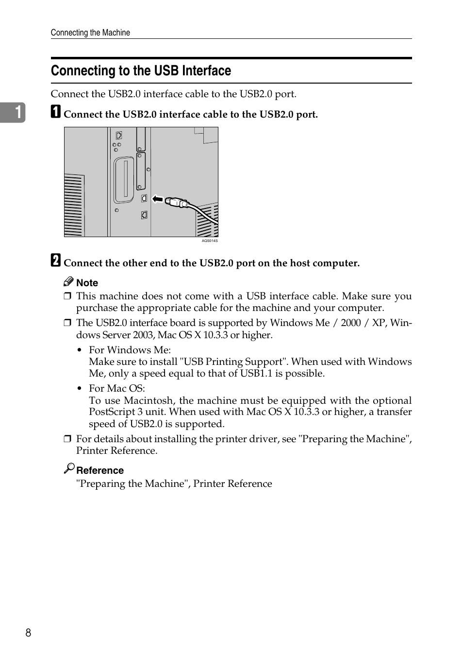 Connecting to the usb interface | Ricoh LD435c User Manual | Page 16 / 325