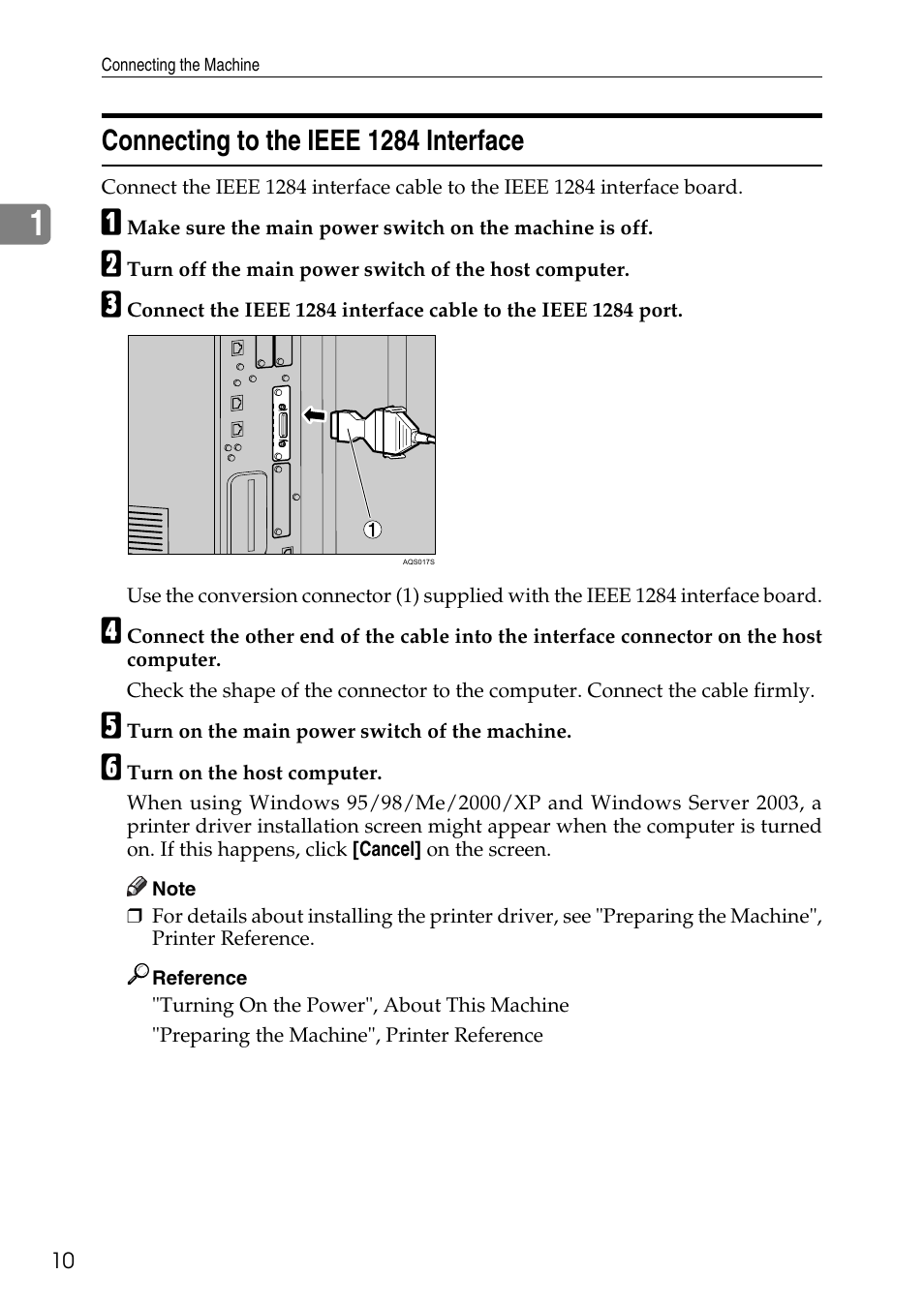 Connecting to the ieee 1284 interface | Ricoh LD435c User Manual | Page 18 / 325