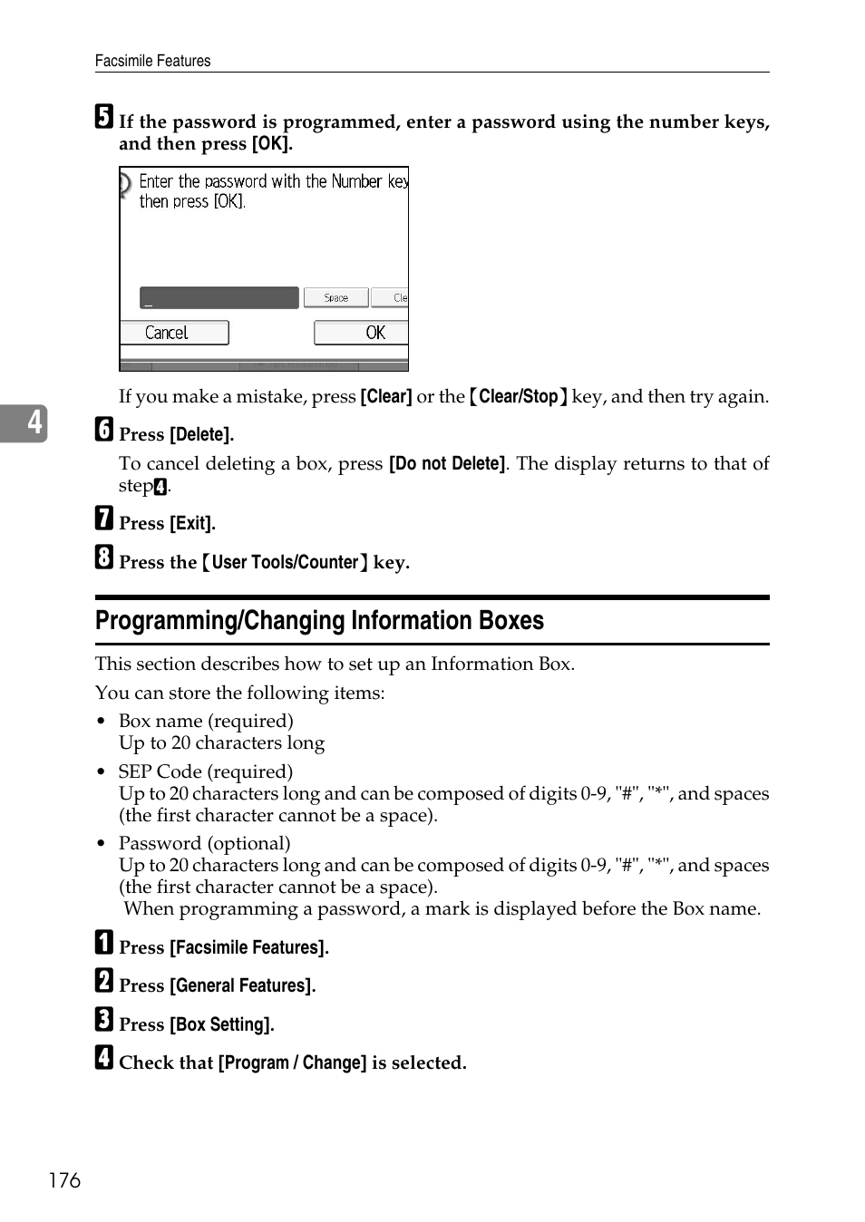 Programming/changing information boxes | Ricoh LD435c User Manual | Page 184 / 325