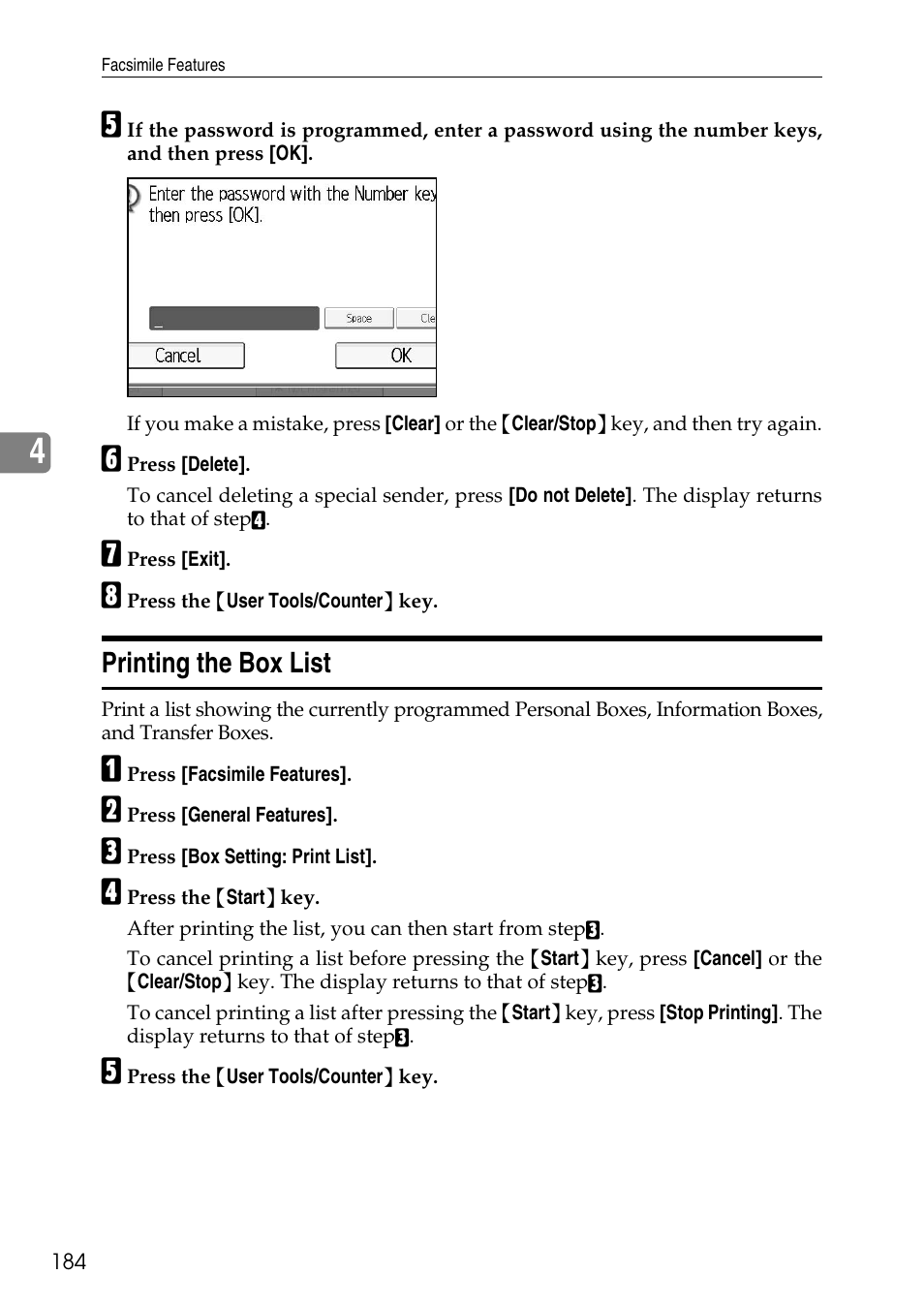 Printing the box list | Ricoh LD435c User Manual | Page 192 / 325