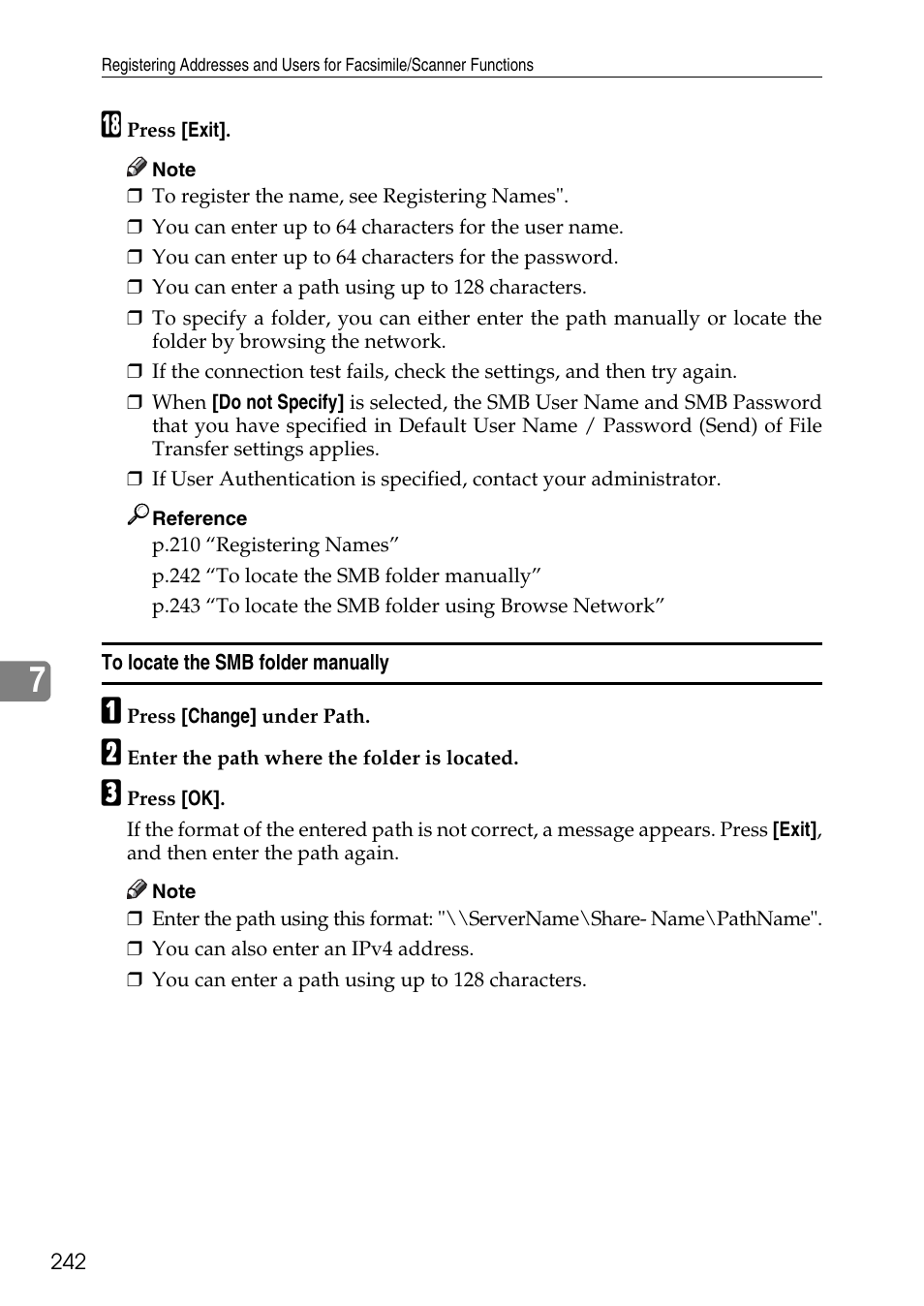 To locate the smb folder manually | Ricoh LD435c User Manual | Page 250 / 325