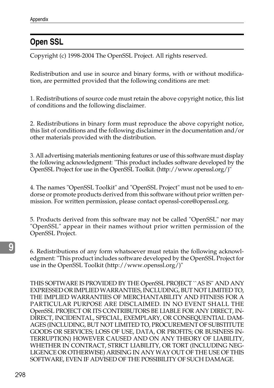Open ssl | Ricoh LD435c User Manual | Page 306 / 325