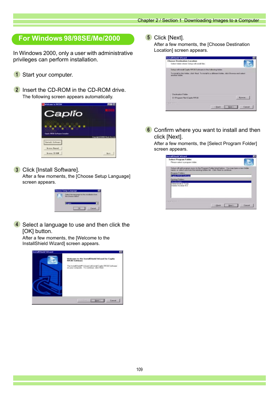 For windows | Ricoh Caplio RR30 User Manual | Page 109 / 156