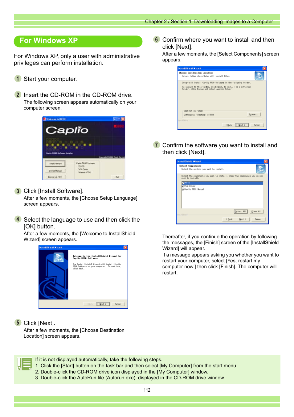 For windows xp | Ricoh Caplio RR30 User Manual | Page 112 / 156