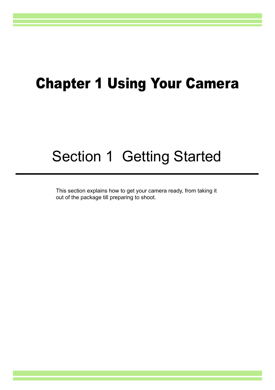 Chapter 1 using your camera, Section 1 getting started | Ricoh Caplio RR30 User Manual | Page 5 / 156