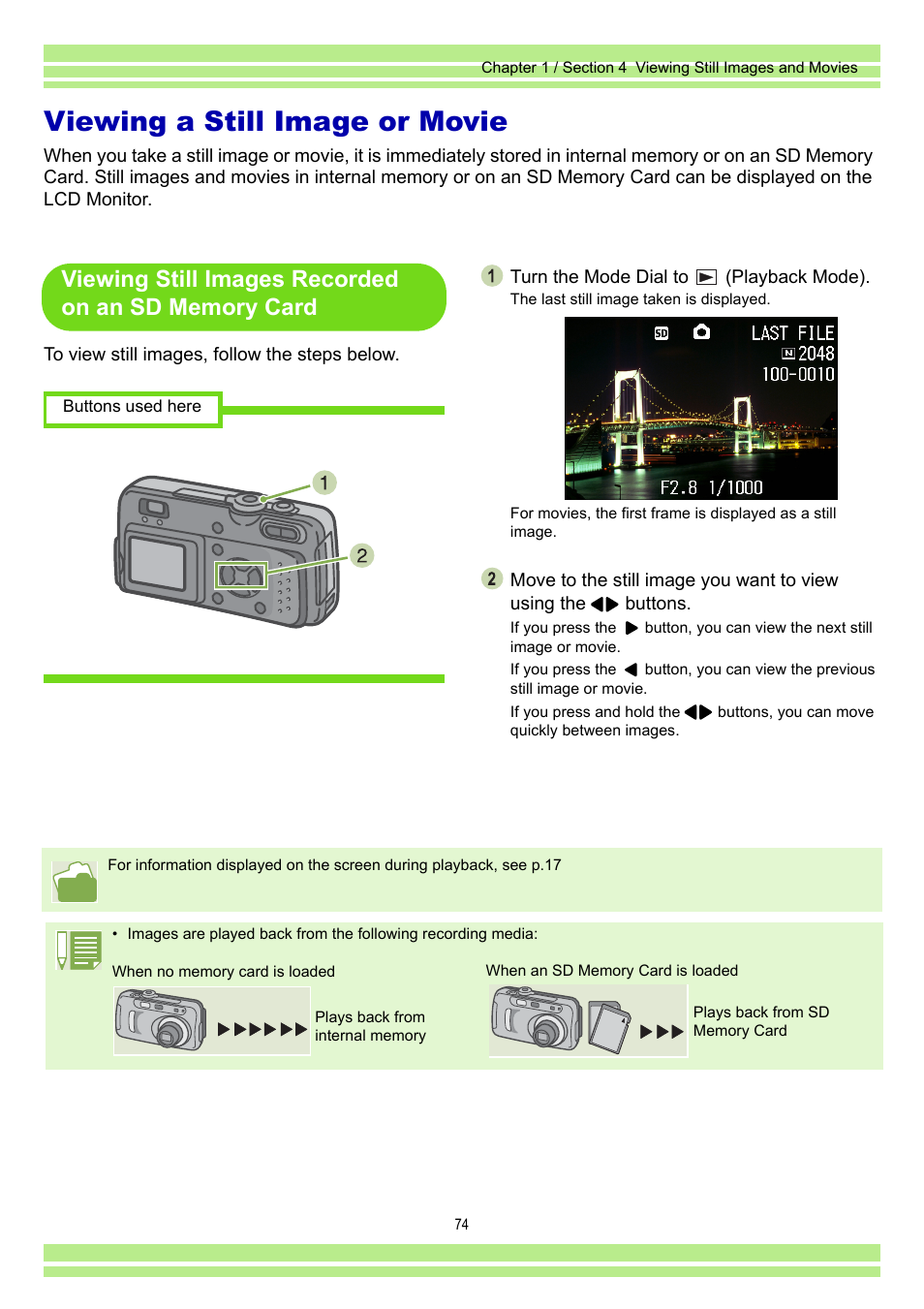 Viewing a still image or movie | Ricoh Caplio RR30 User Manual | Page 74 / 156