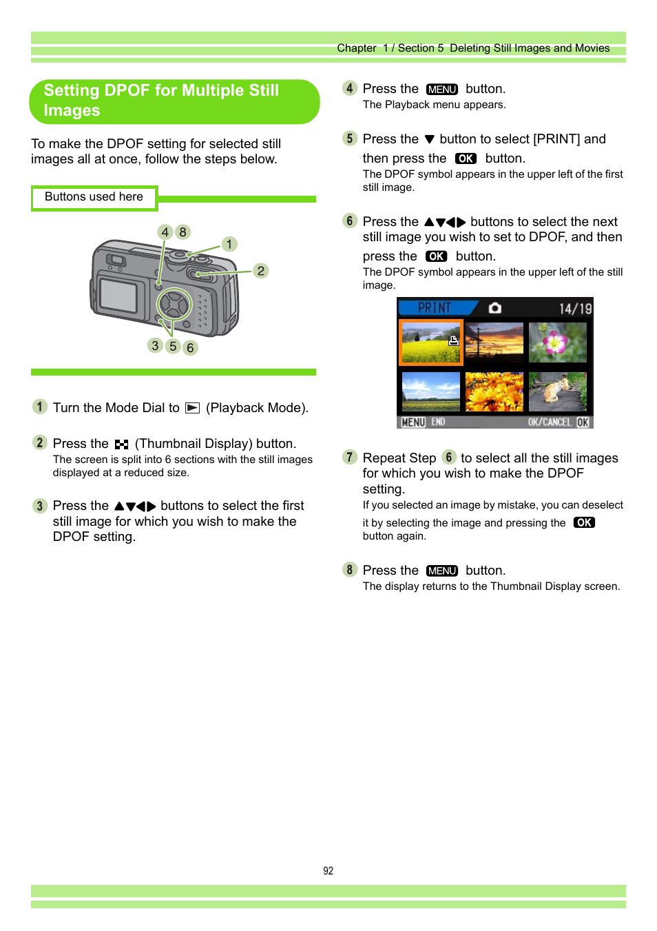 Setting dpof for multiple still images | Ricoh Caplio RR30 User Manual | Page 92 / 156
