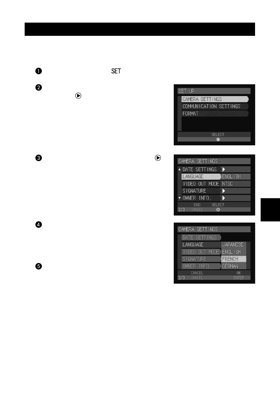 Changing the display language | Ricoh CAMERA RDC-i500 User Manual | Page 115 / 154