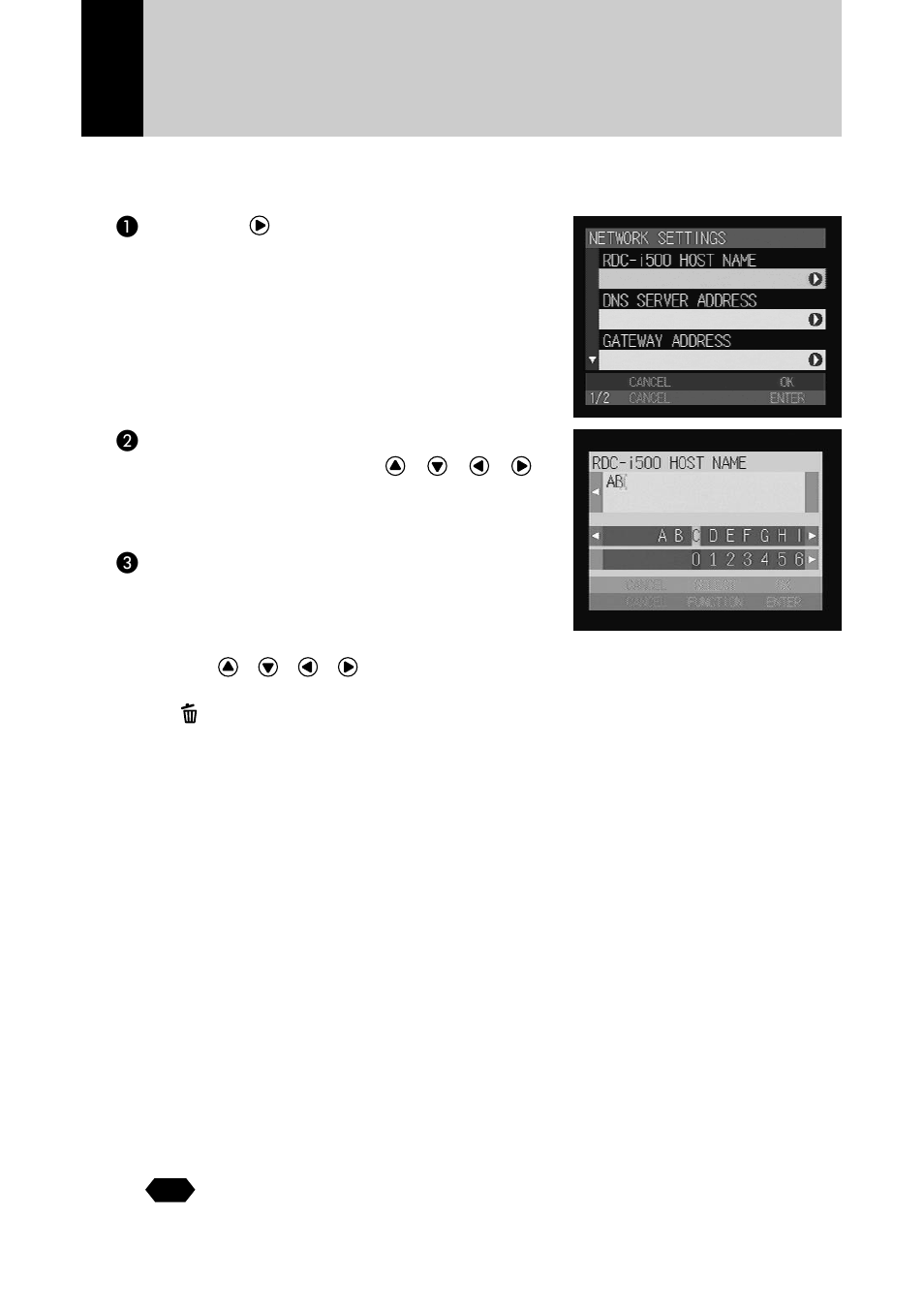 Character input, Deleting, Available items | Ricoh CAMERA RDC-i500 User Manual | Page 32 / 154