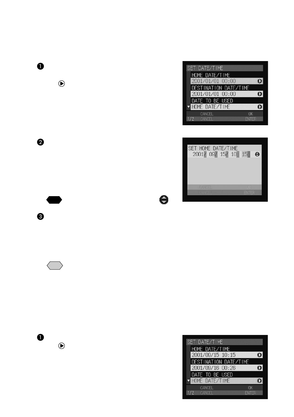 Setting the date and time, Selecting the date to be used | Ricoh CAMERA RDC-i500 User Manual | Page 34 / 154