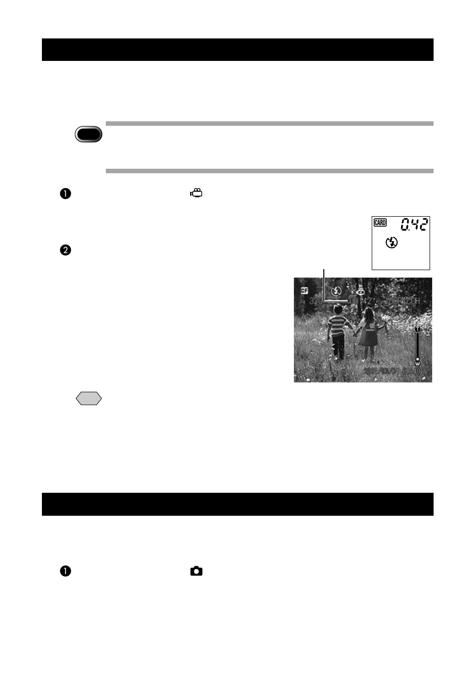 Shooting motion pictures (motion picture mode), Continuous shooting (continuous shooting mode) | Ricoh CAMERA RDC-i500 User Manual | Page 54 / 154