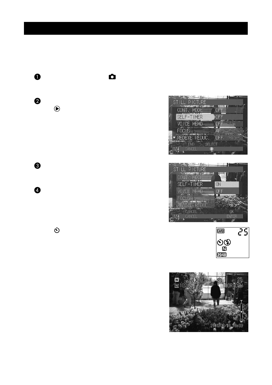 Using the self-timer (self-timer) | Ricoh CAMERA RDC-i500 User Manual | Page 64 / 154