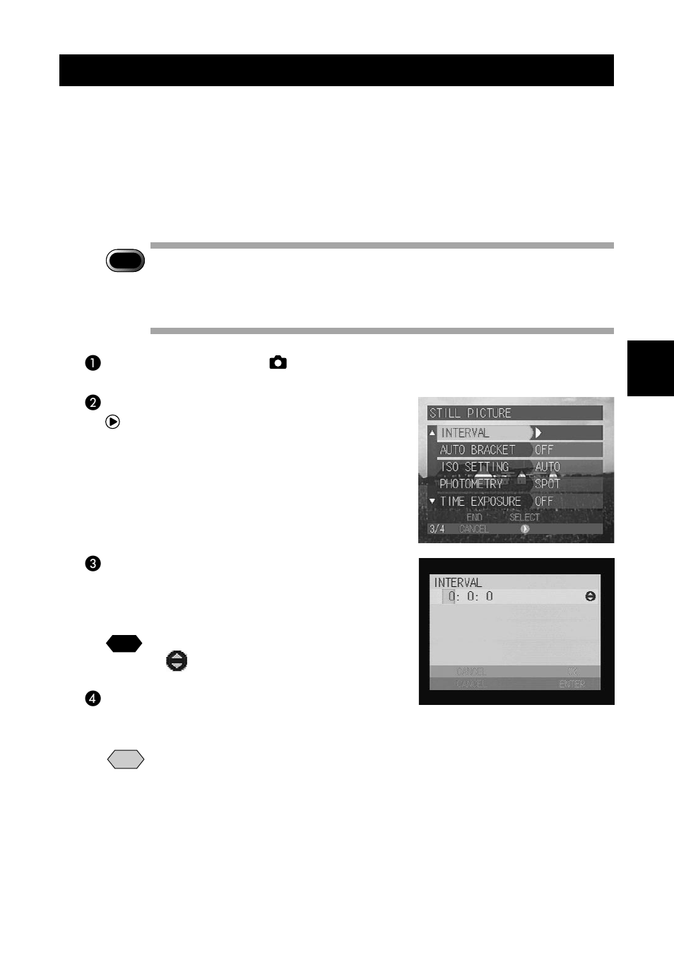 Shooting in interval (time-lapse) mode (interval) | Ricoh CAMERA RDC-i500 User Manual | Page 75 / 154