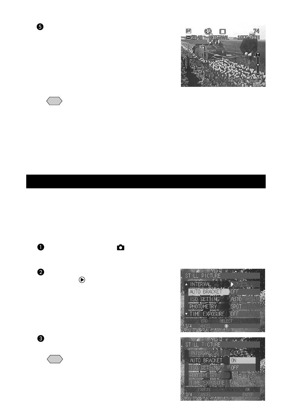 Shooting in auto bracket mode (auto bracket) | Ricoh CAMERA RDC-i500 User Manual | Page 76 / 154