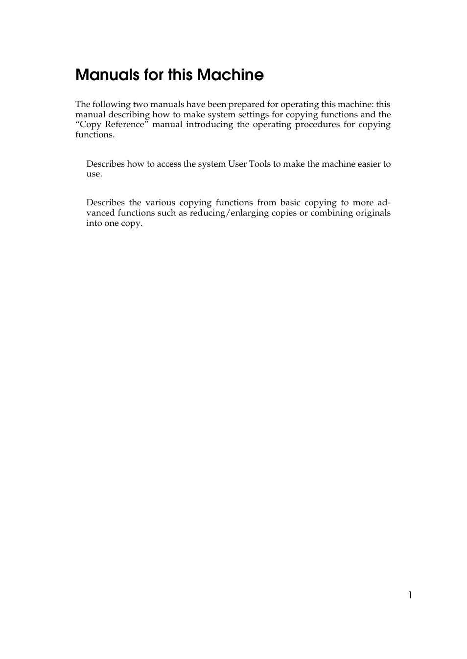 Manuals for this machine | Ricoh 850 User Manual | Page 11 / 804