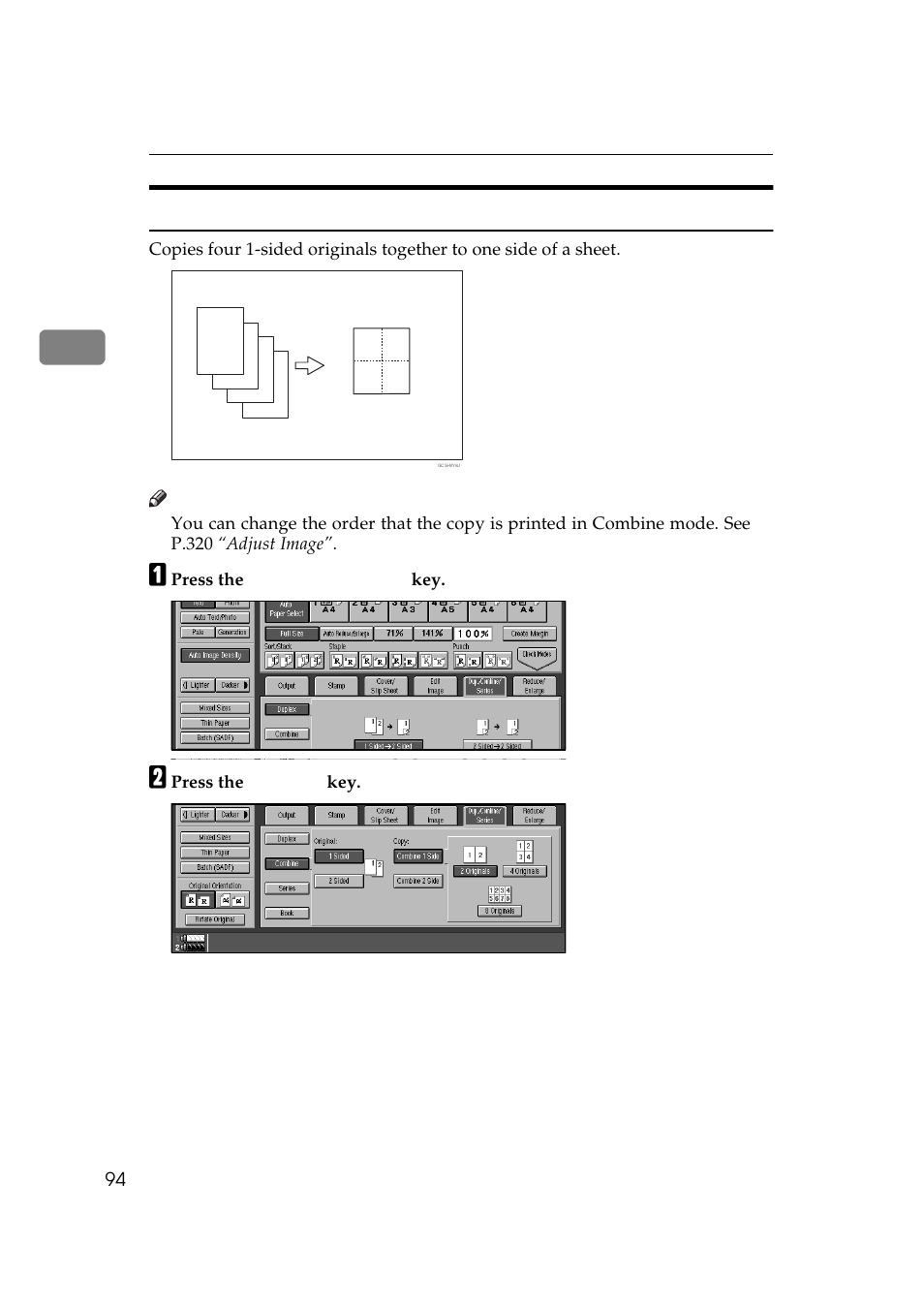1 sided 4 pages → combine 1 side | Ricoh 850 User Manual | Page 142 / 804