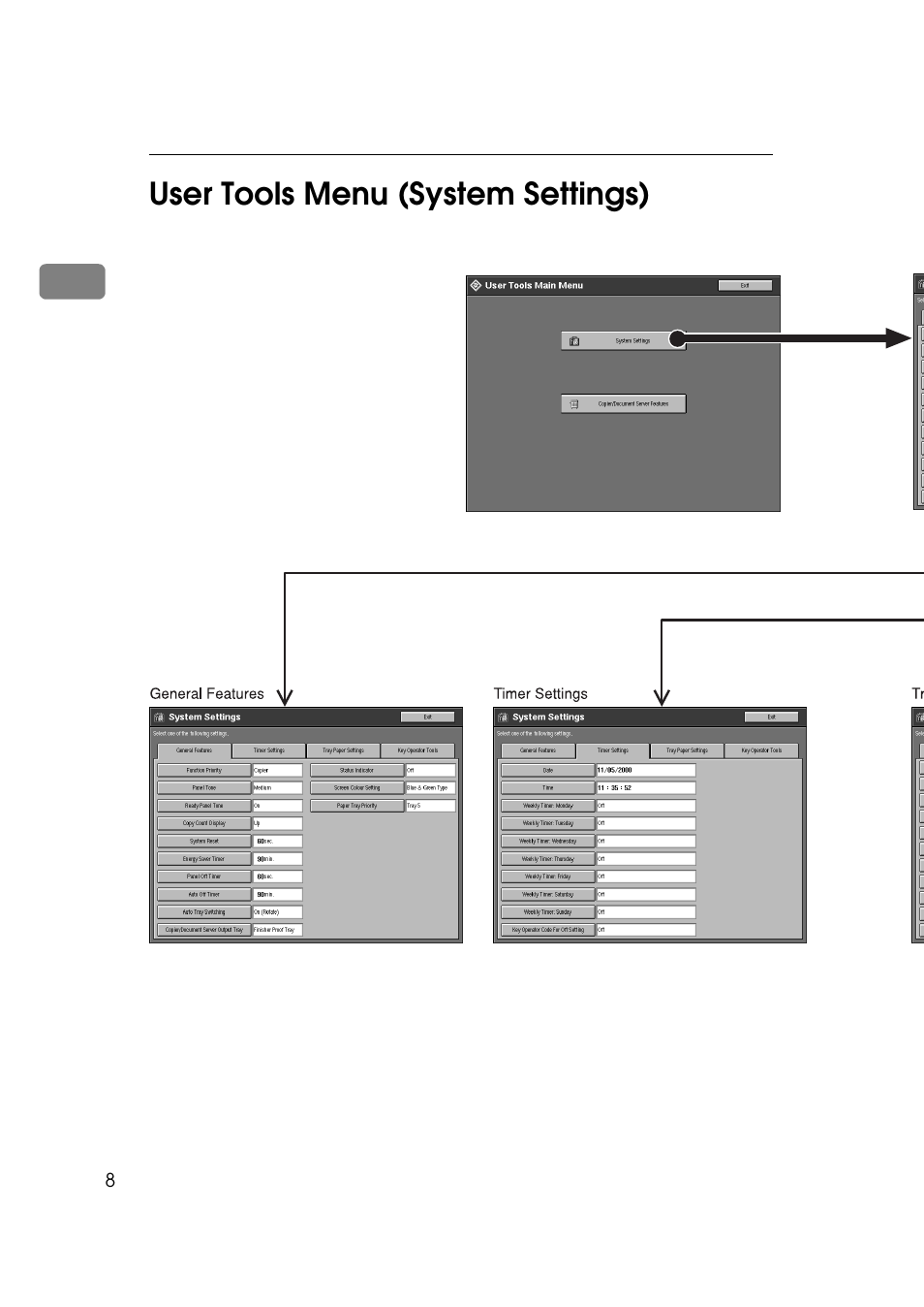 User tools menu (system settings), 1user tools menu (system settings) | Ricoh 850 User Manual | Page 18 / 804