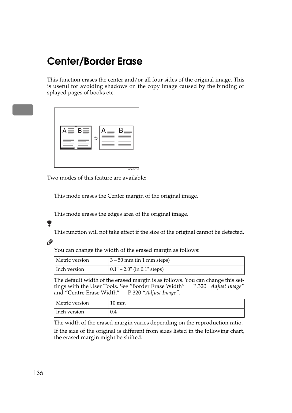 Center/border erase, 2center/border erase | Ricoh 850 User Manual | Page 184 / 804