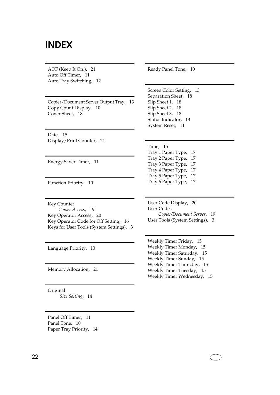 Index | Ricoh 850 User Manual | Page 32 / 804