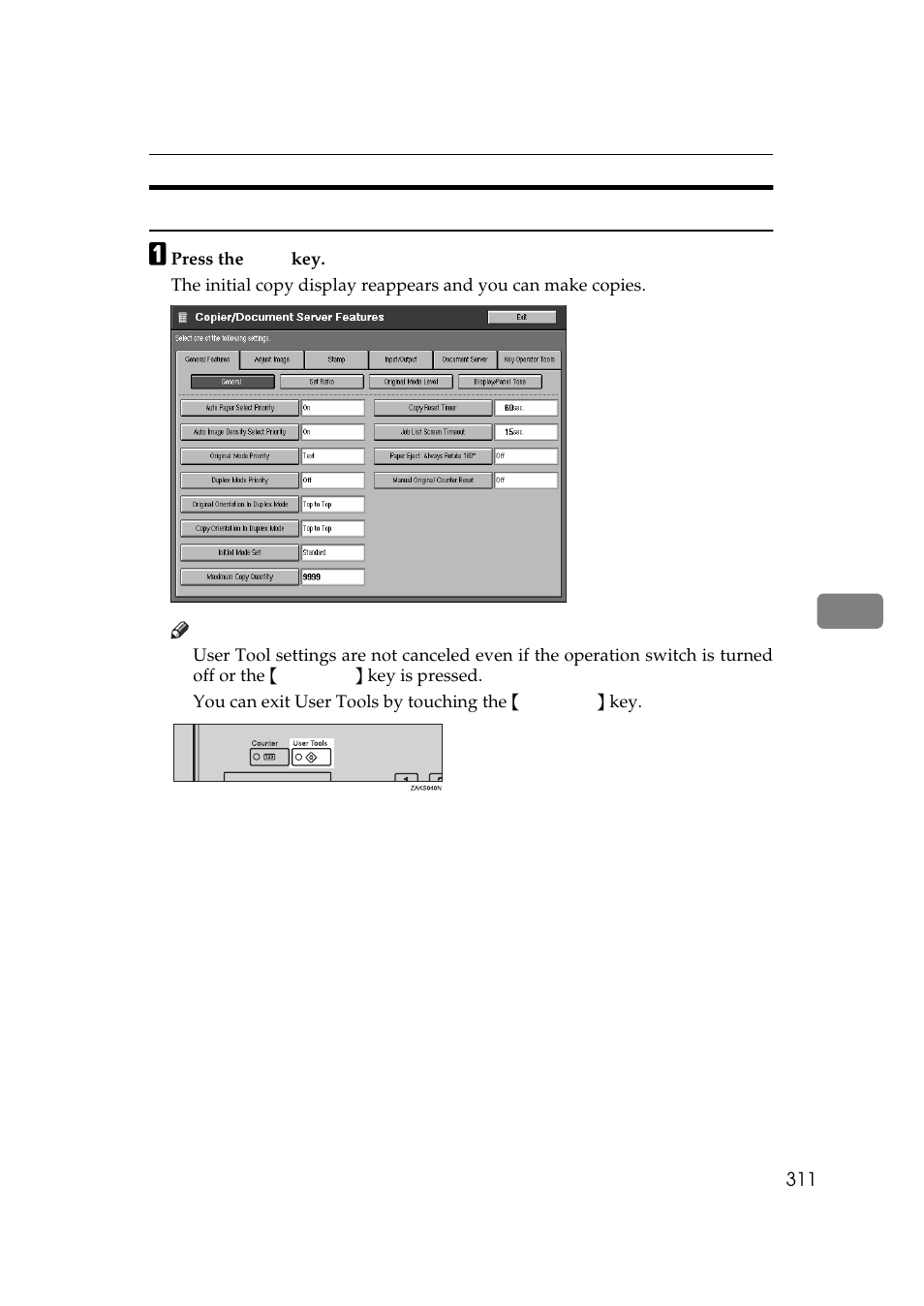 Exiting user tools | Ricoh 850 User Manual | Page 359 / 804