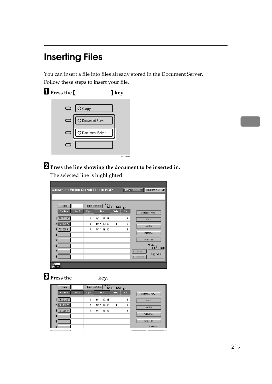 Inserting files, 3inserting files | Ricoh 850 User Manual | Page 669 / 804