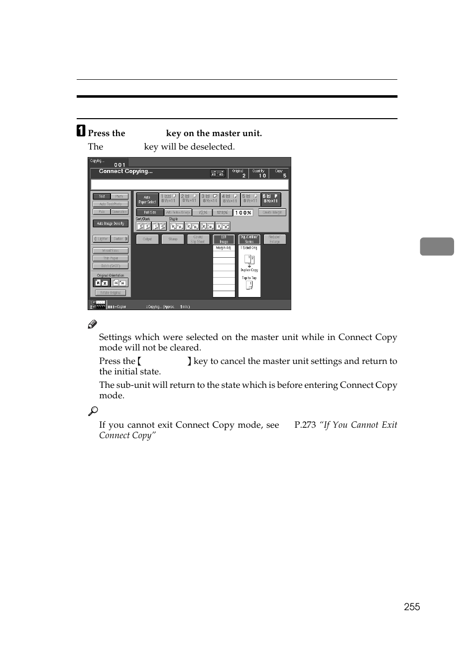 Exiting connect copy mode | Ricoh 850 User Manual | Page 705 / 804