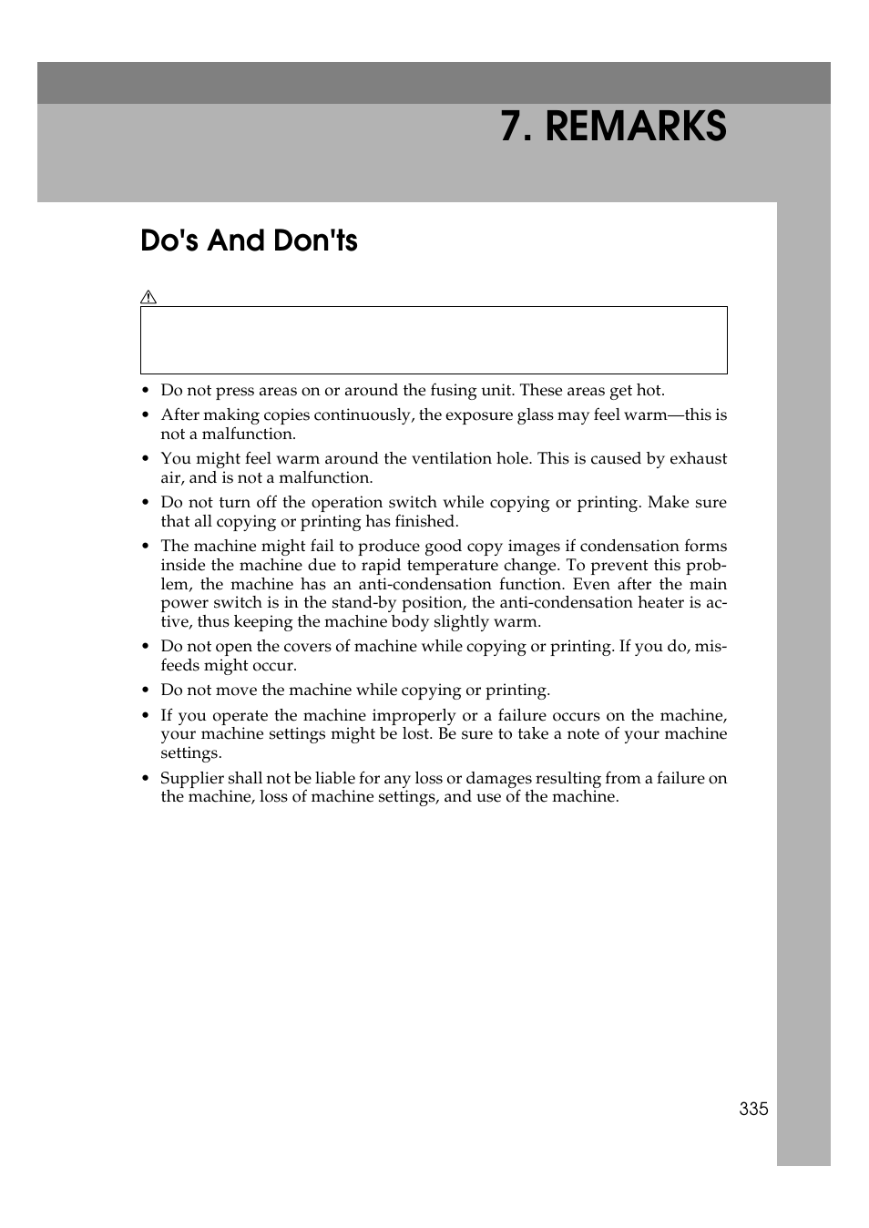  remarks, Do's and don'ts, Remarks | Ricoh 850 User Manual | Page 785 / 804