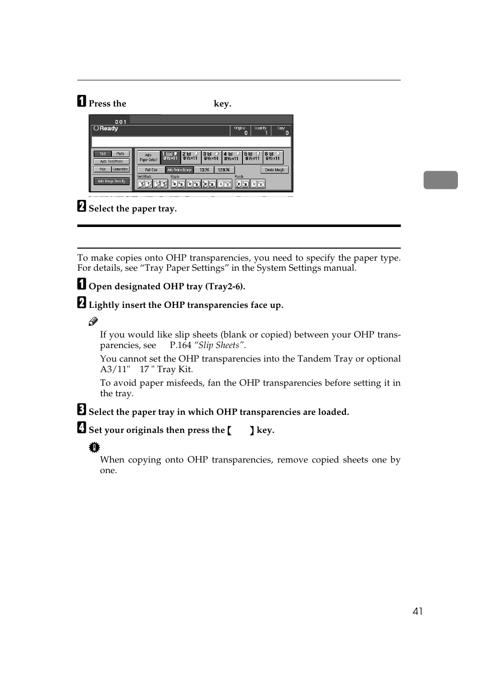 Copying onto ohp transparencies | Ricoh 850 User Manual | Page 89 / 804