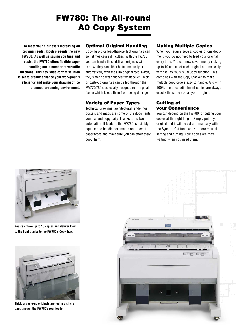 Fw780: the all-round a0 copy system | Ricoh FW780 User Manual | Page 3 / 6