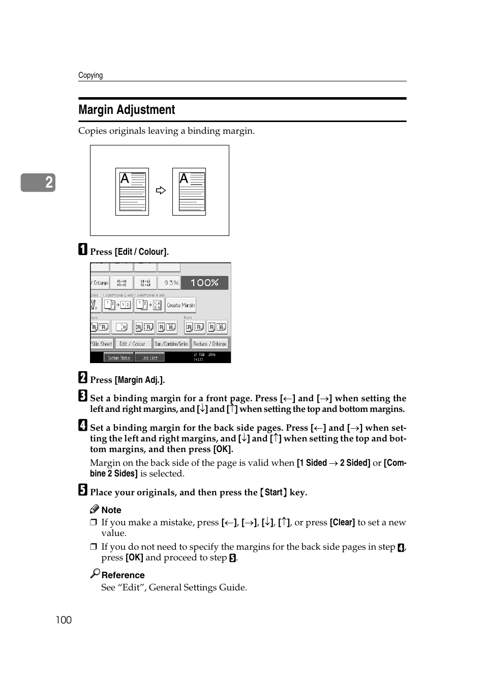 Margin adjustment | Ricoh Aficio MP C3500 User Manual | Page 124 / 212