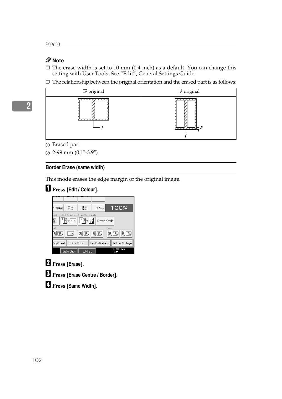 Border erase (same width) | Ricoh Aficio MP C3500 User Manual | Page 126 / 212