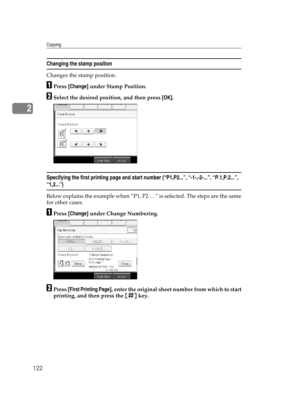 Changing the stamp position | Ricoh Aficio MP C3500 User Manual | Page 146 / 212
