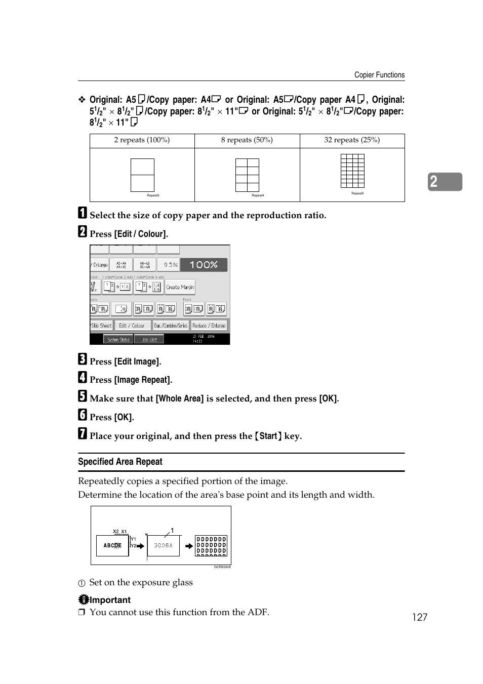 Specified area repeat | Ricoh Aficio MP C3500 User Manual | Page 151 / 212