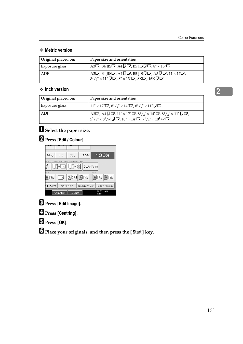 Metric version ❖ inch version | Ricoh Aficio MP C3500 User Manual | Page 155 / 212