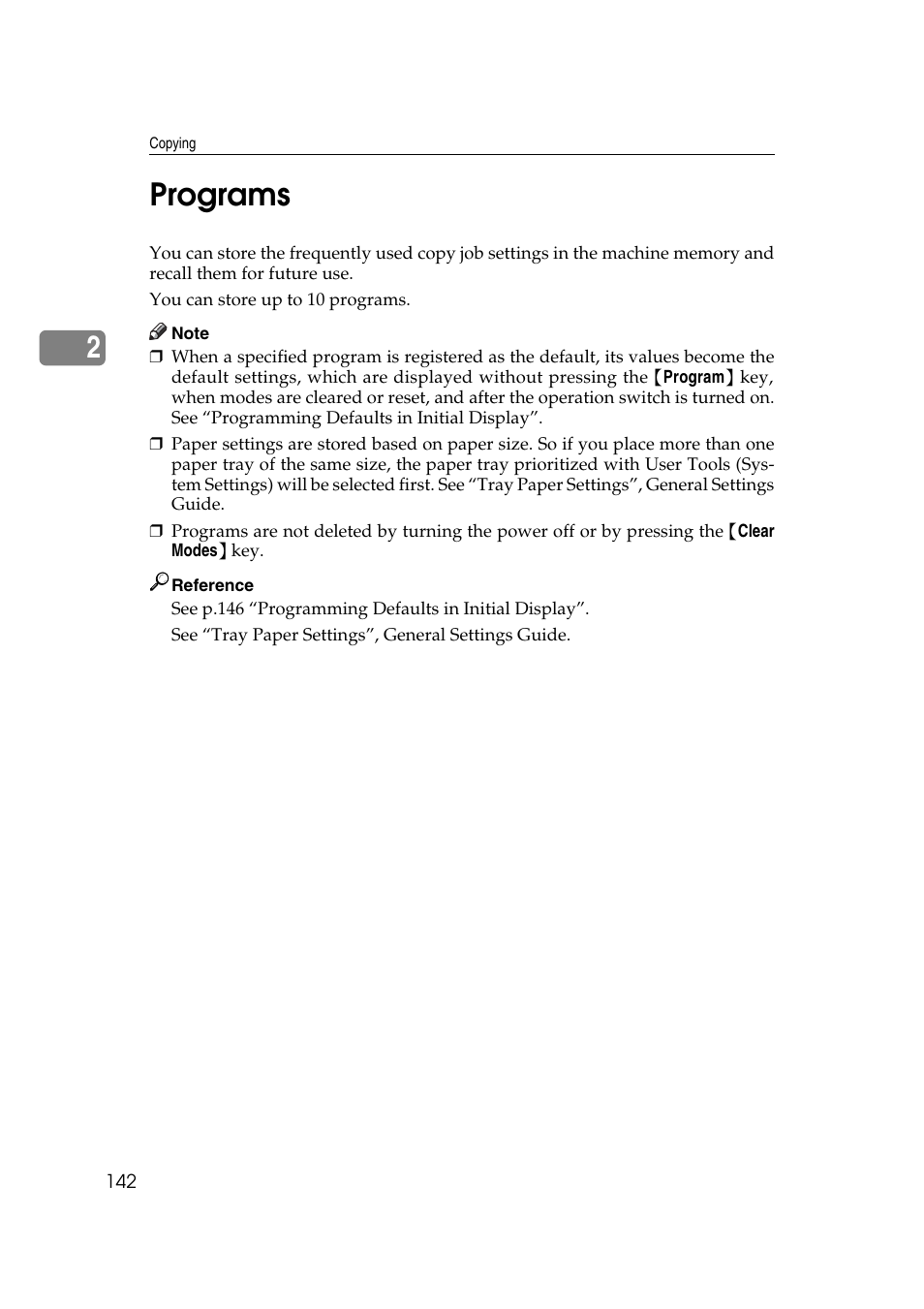 Programs, 2programs | Ricoh Aficio MP C3500 User Manual | Page 166 / 212