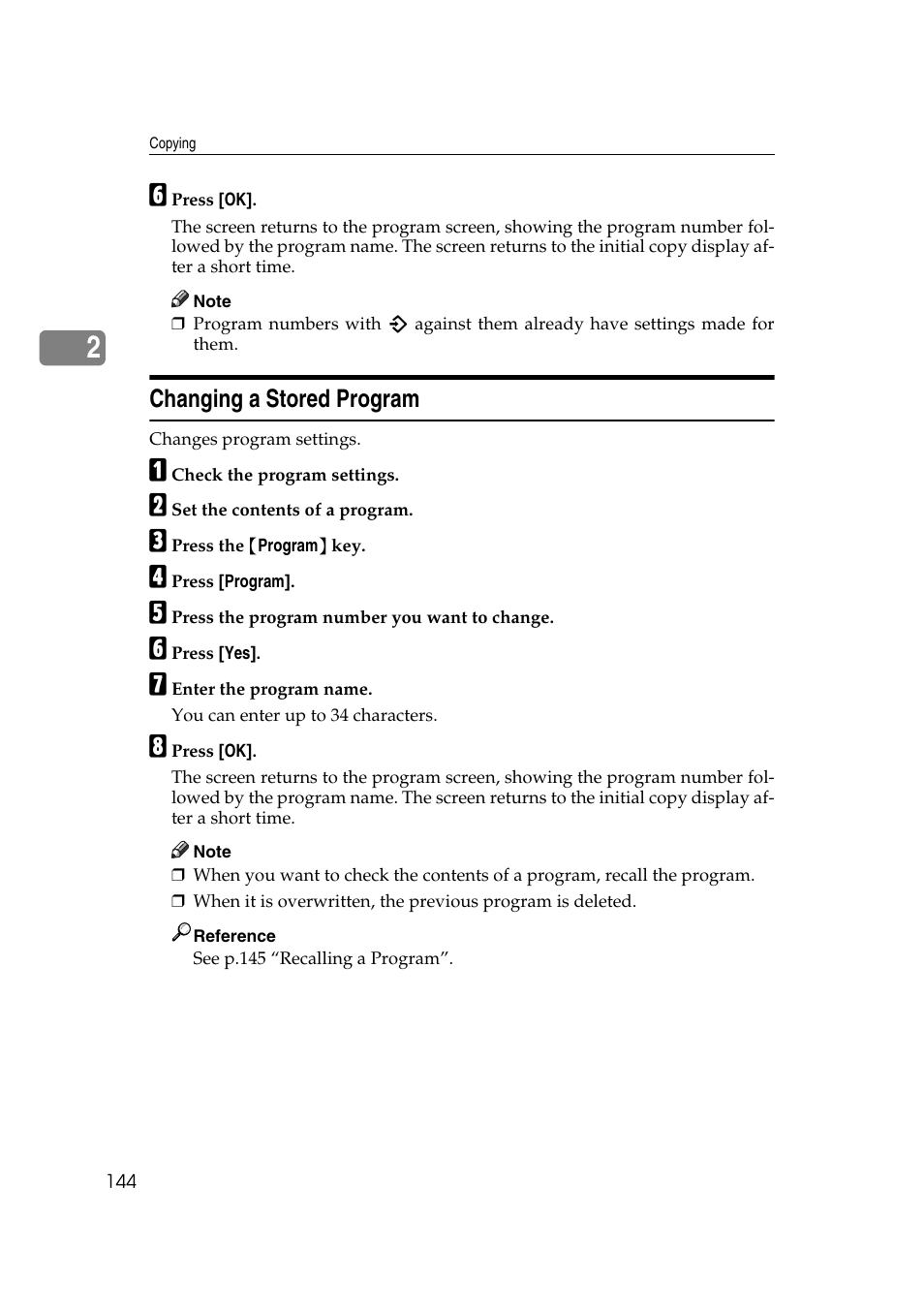 Changing a stored program | Ricoh Aficio MP C3500 User Manual | Page 168 / 212
